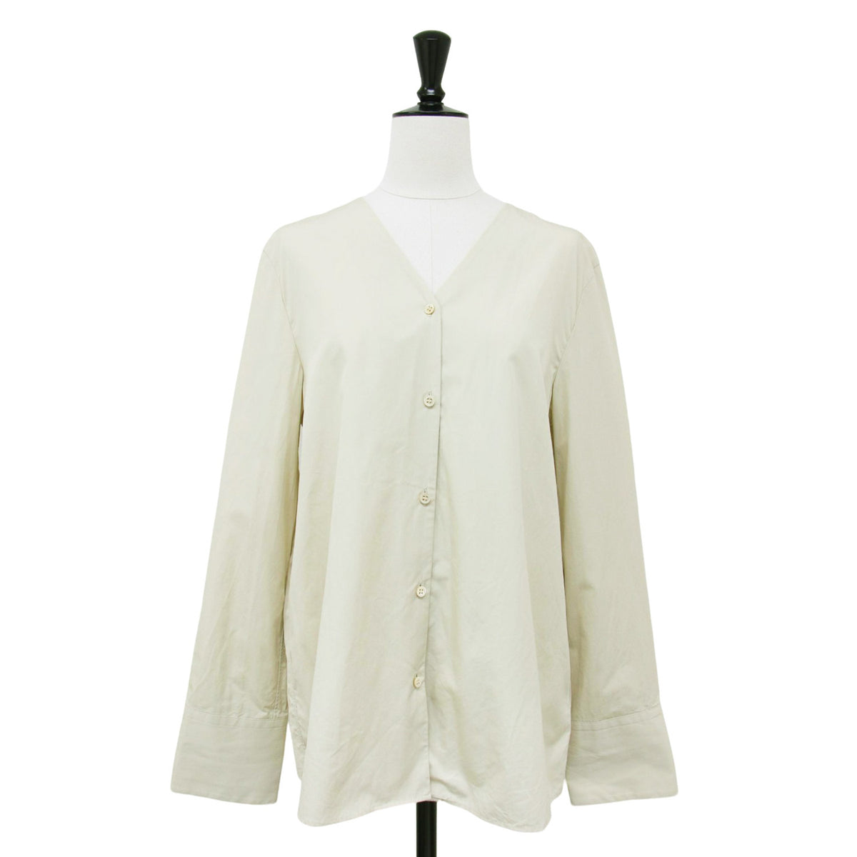 24春夏 SUPIMA COTTON V/N シャツ / スーピマ コットン Vネック 長袖 ブラウス