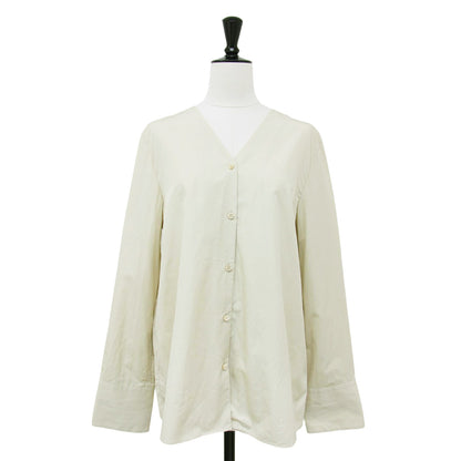 24春夏 SUPIMA COTTON V/N シャツ / スーピマ コットン Vネック 長袖 ブラウス