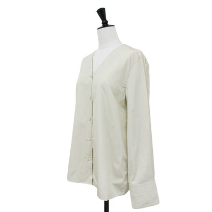 24春夏 SUPIMA COTTON V/N シャツ / スーピマ コットン Vネック 長袖 ブラウス