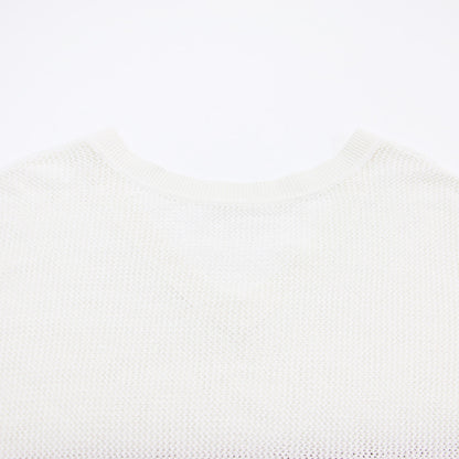 メッシュ ニット / プルオーバー 長袖 Vネック クルーネック 2WAY コットン