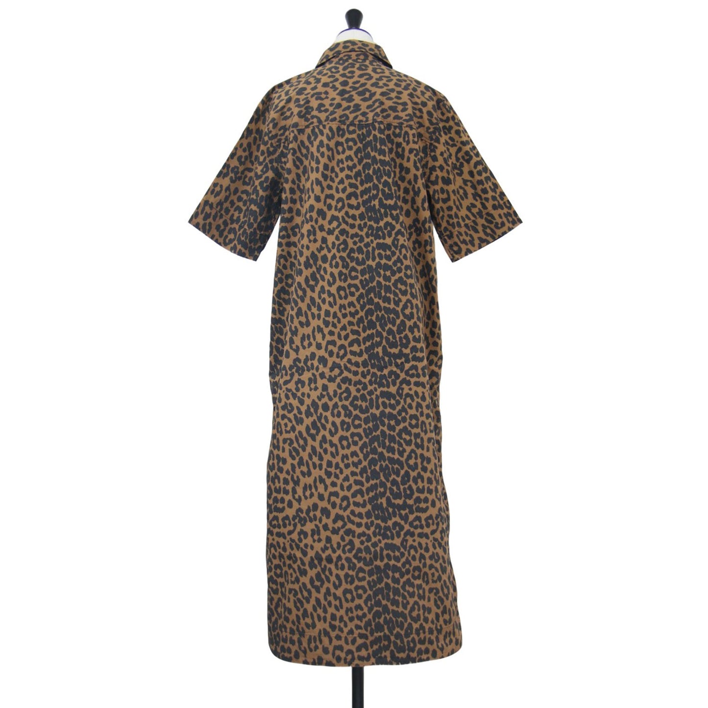 レオパード プリント 半袖 シャツ ワンピース / コットン ロング ヒョウ柄