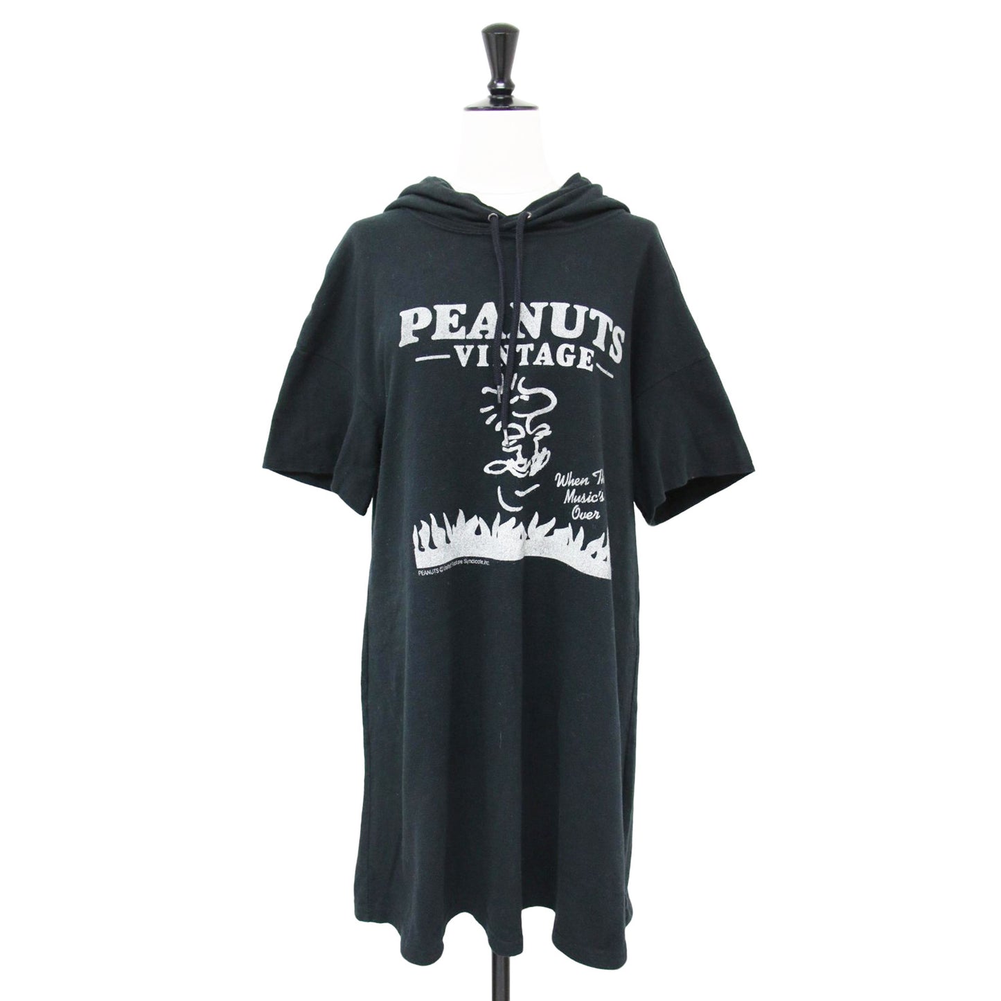 × PEANUTS 半袖 パーカー ワンピース / ミニ丈 カットソー プリント コットン