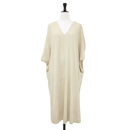 ポンチョ ワンピース / ニットワンピース 半袖 Vネック スリット コットン