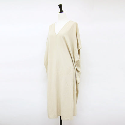 ポンチョ ワンピース / ニットワンピース 半袖 Vネック スリット コットン