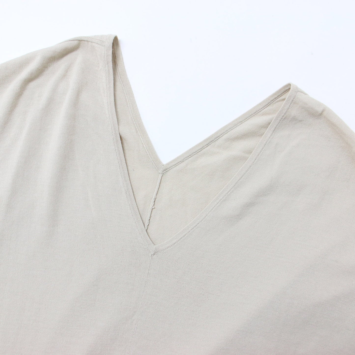 ポンチョ ワンピース / ニットワンピース 半袖 Vネック スリット コットン