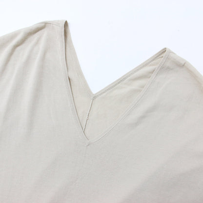 ポンチョ ワンピース / ニットワンピース 半袖 Vネック スリット コットン