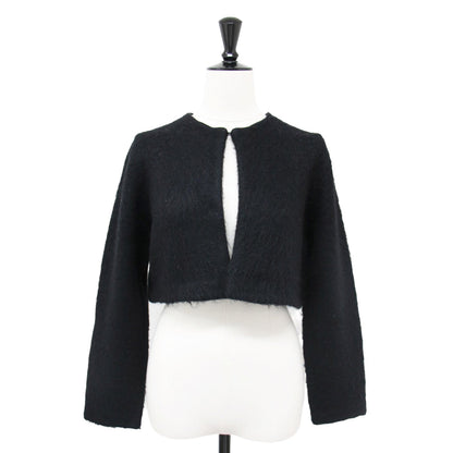 ショート ファー カーディガン / ニット ボレロ 長袖 ウール モヘヤ混