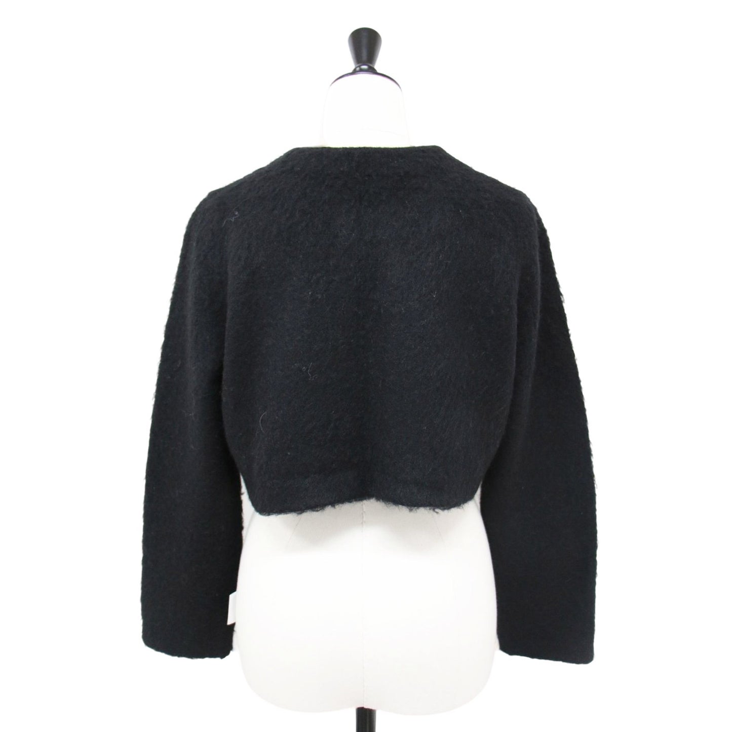 ショート ファー カーディガン / ニット ボレロ 長袖 ウール モヘヤ混