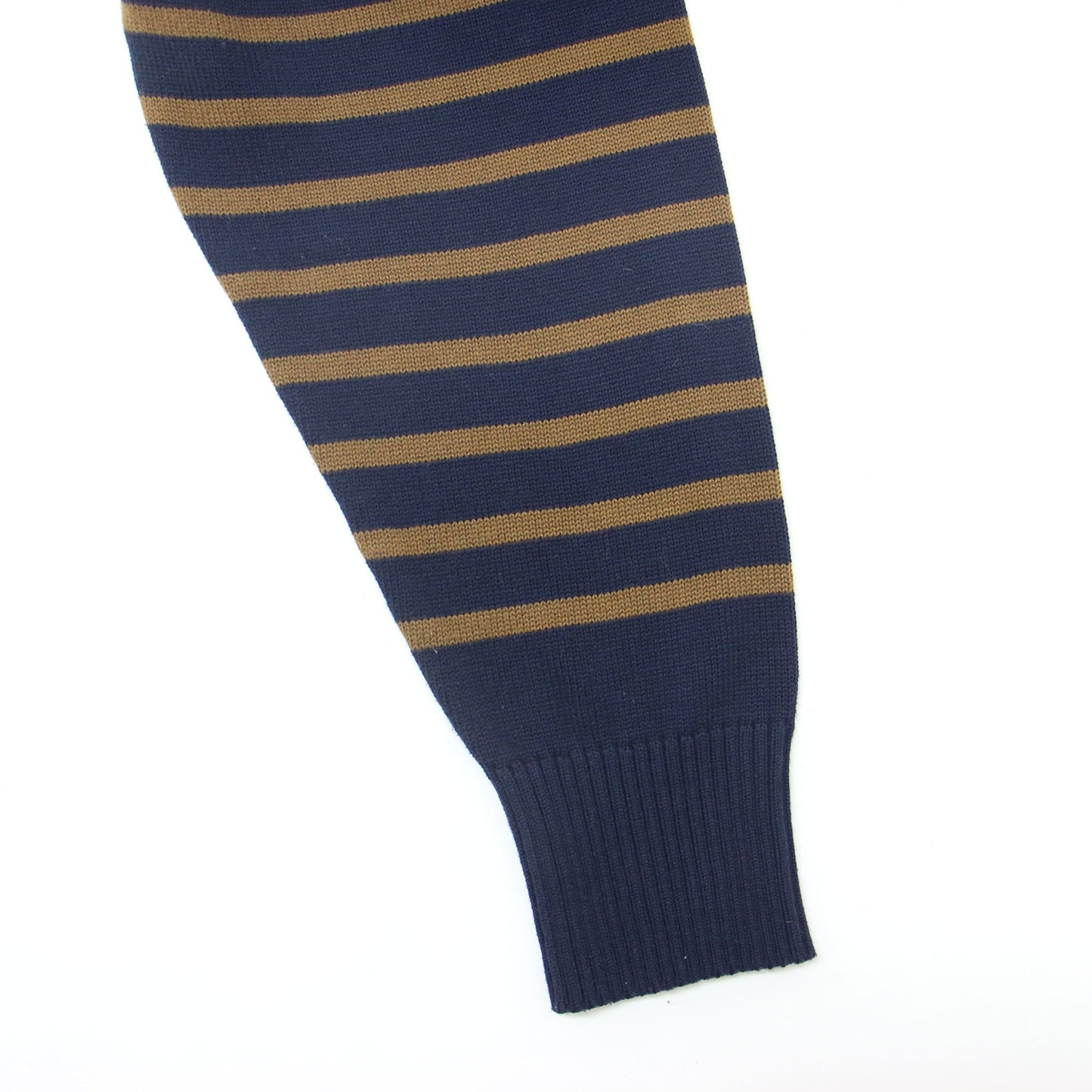 ボーダー ニット ワンピース / 長袖 ミディ丈 ボートネック クロックエンブレム コットン