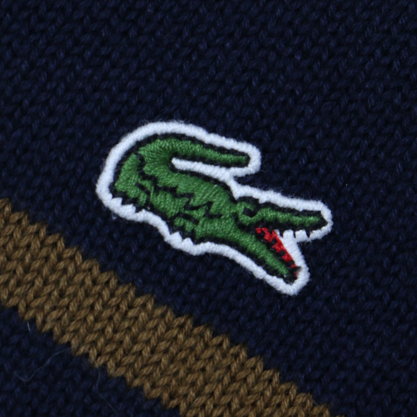 ボーダー ニット ワンピース / 長袖 ミディ丈 ボートネック クロックエンブレム コットン