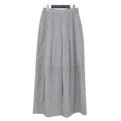 24春夏 ローン ギンガムチェック タック ワイドパンツ / ウエストゴム ハイウエスト