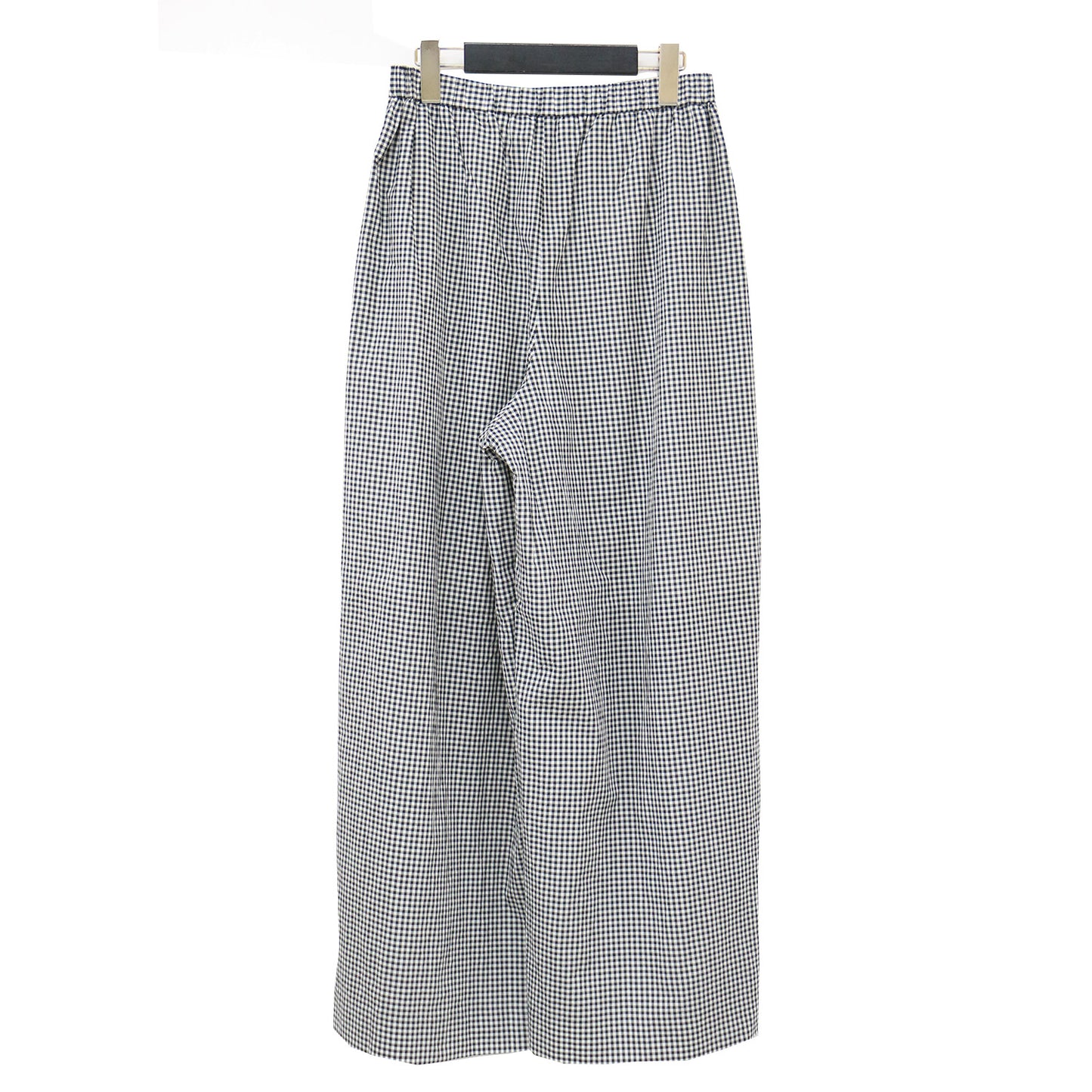 24春夏 ローン ギンガムチェック タック ワイドパンツ / ウエストゴム ハイウエスト