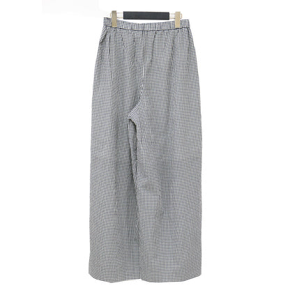 24春夏 ローン ギンガムチェック タック ワイドパンツ / ウエストゴム ハイウエスト