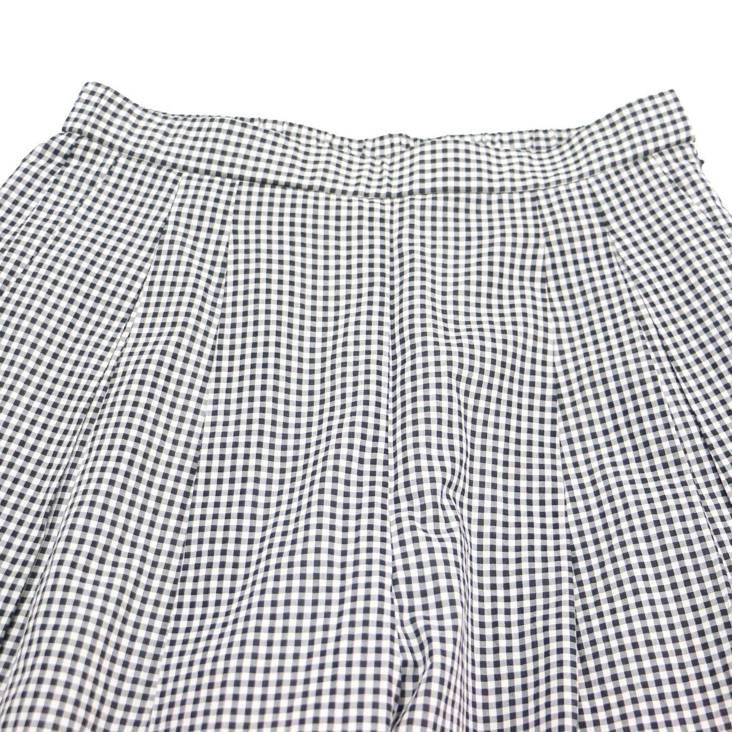 24春夏 ローン ギンガムチェック タック ワイドパンツ / ウエストゴム ハイウエスト