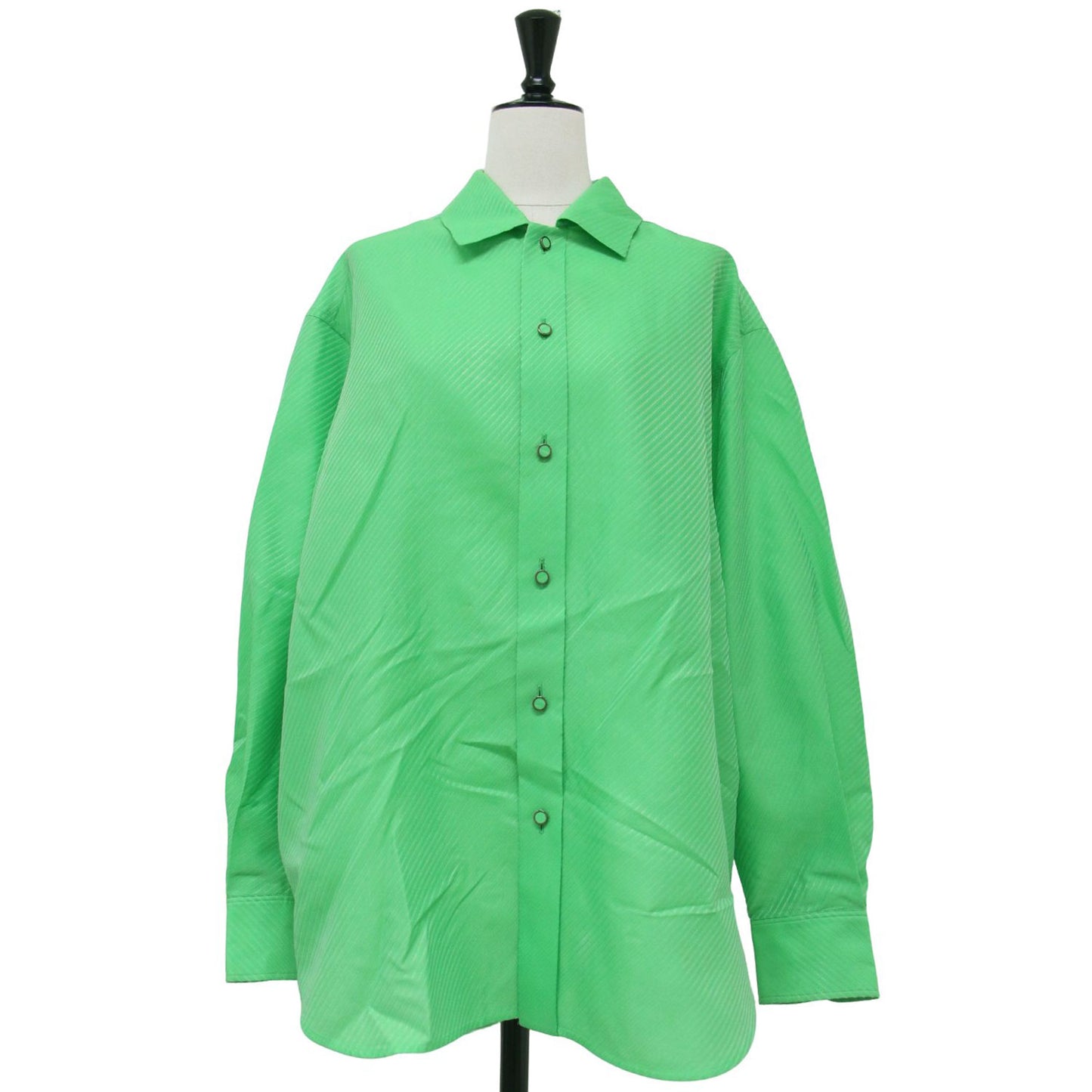 オーガンジーツイル レギュラーカラー シャツ / 長袖 ピンストライプ ジャカード シルク混