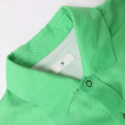 オーガンジーツイル レギュラーカラー シャツ / 長袖 ピンストライプ ジャカード シルク混