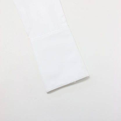 ノーカラー シャツ ワンピース / ミディ丈 ロングシャツ 長袖 スリット コットン