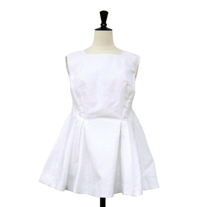 ボレロ付き JQ チュニック / ブラウス 半袖 2WAY バルーンスリーブ ふくれ ジャガード スクエアネック