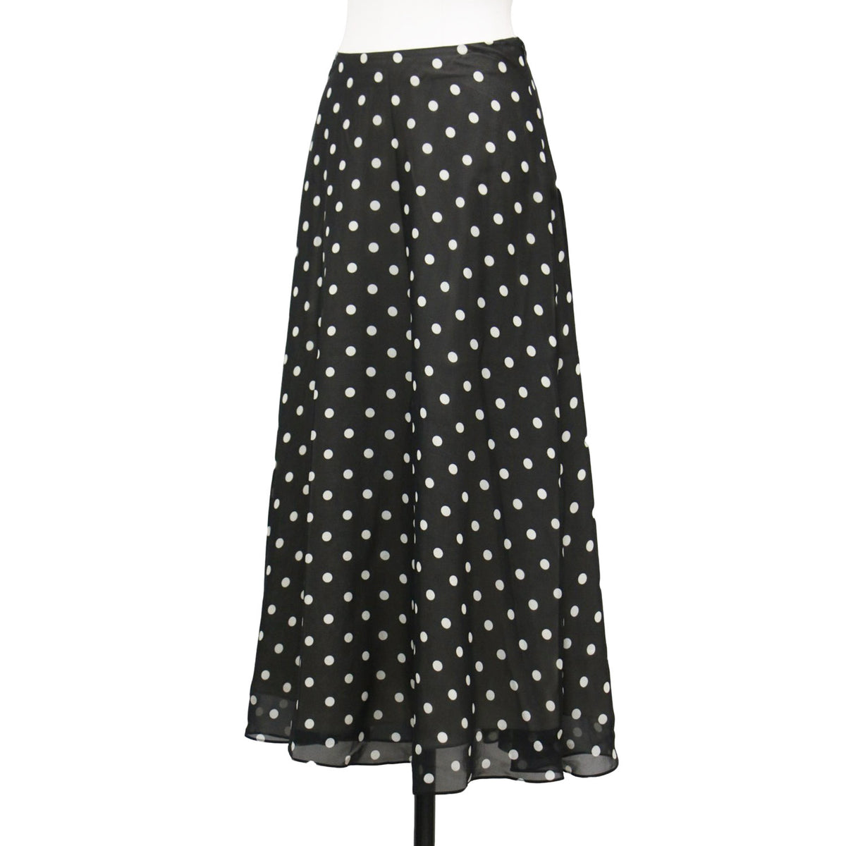 ドット ミディ丈 フレア スカート / POLKA DOT SILK VOLUME SKIRT FL シフォン シルク