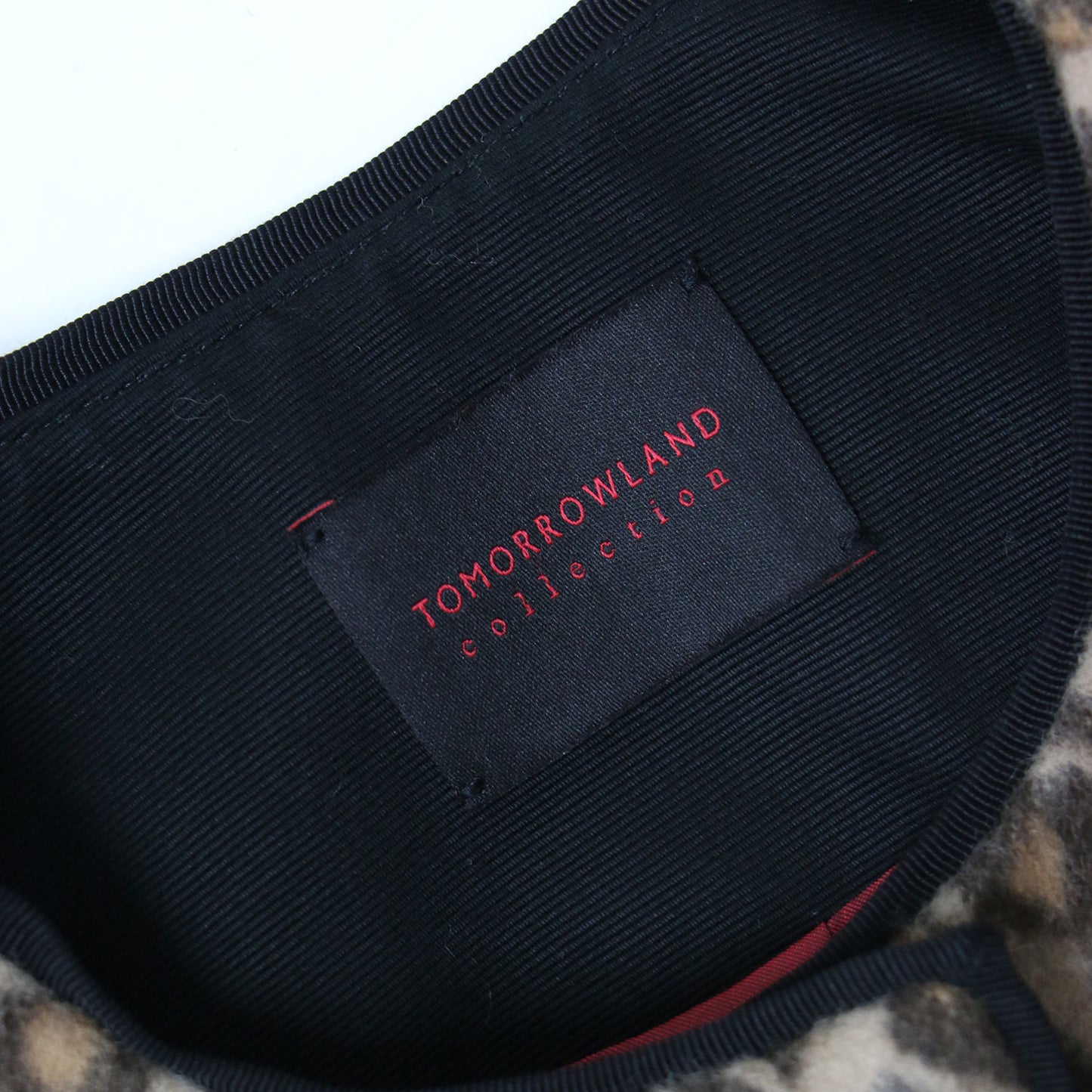 レオパード ビーバー ノーカラー ジャケット / ドロップショルダー ヒョウ柄 ウール