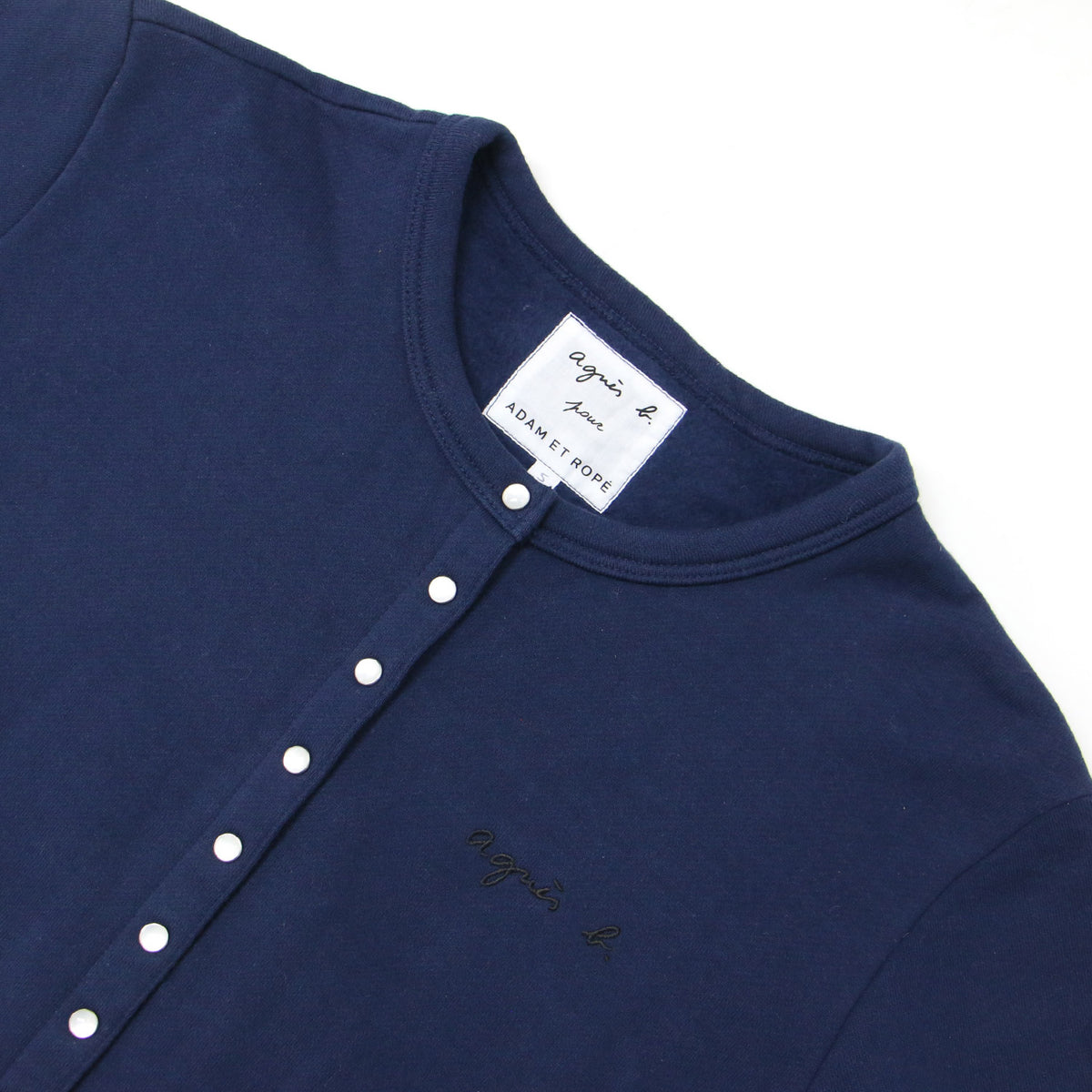 × ADAM ET ROPE 別注 カーディガン プレッション / CARDIGAN PRESSIONS 長袖 スウェット クルーネック 裏起毛 ロゴ 刺繍 スナップボタン コットン