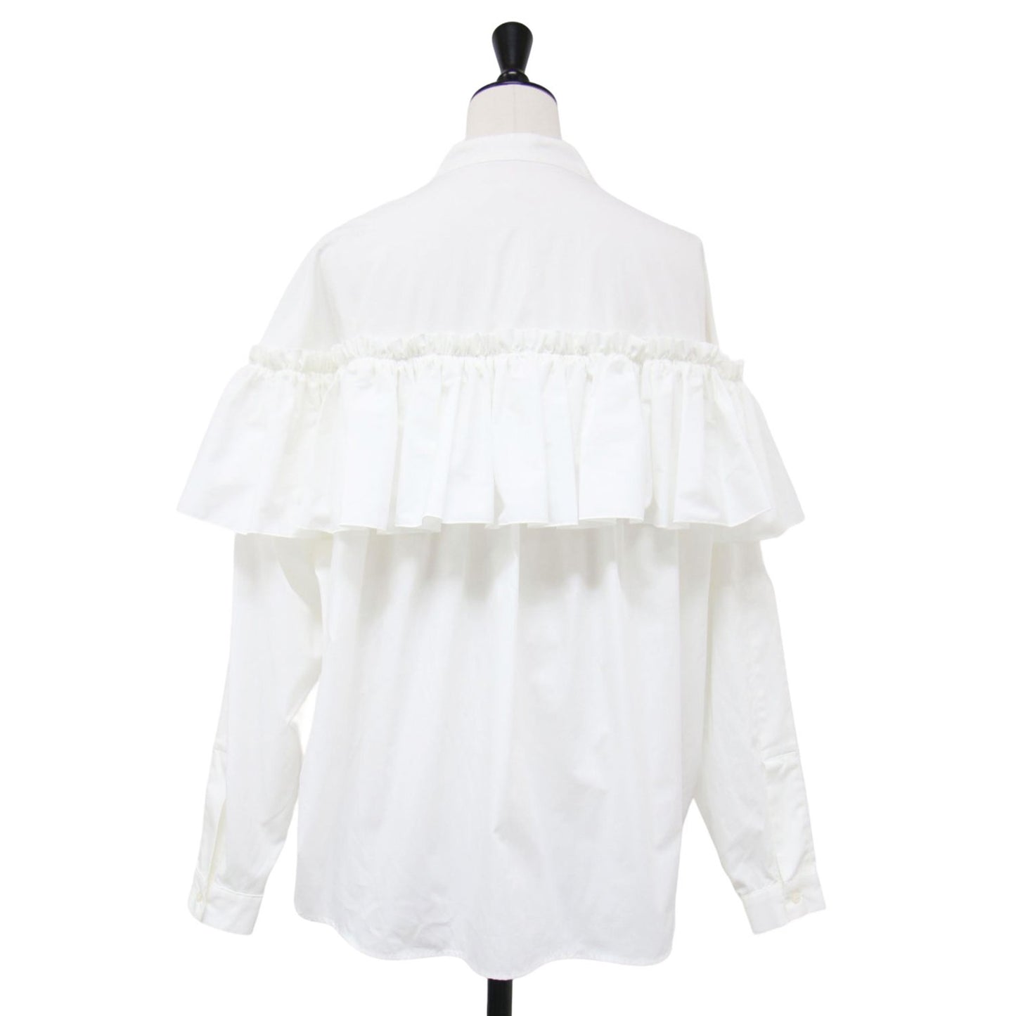 フリル ギャザー ブラウス / Corolla Blouse シャツ 長袖 バンドカラー ドロップショルダー コットン