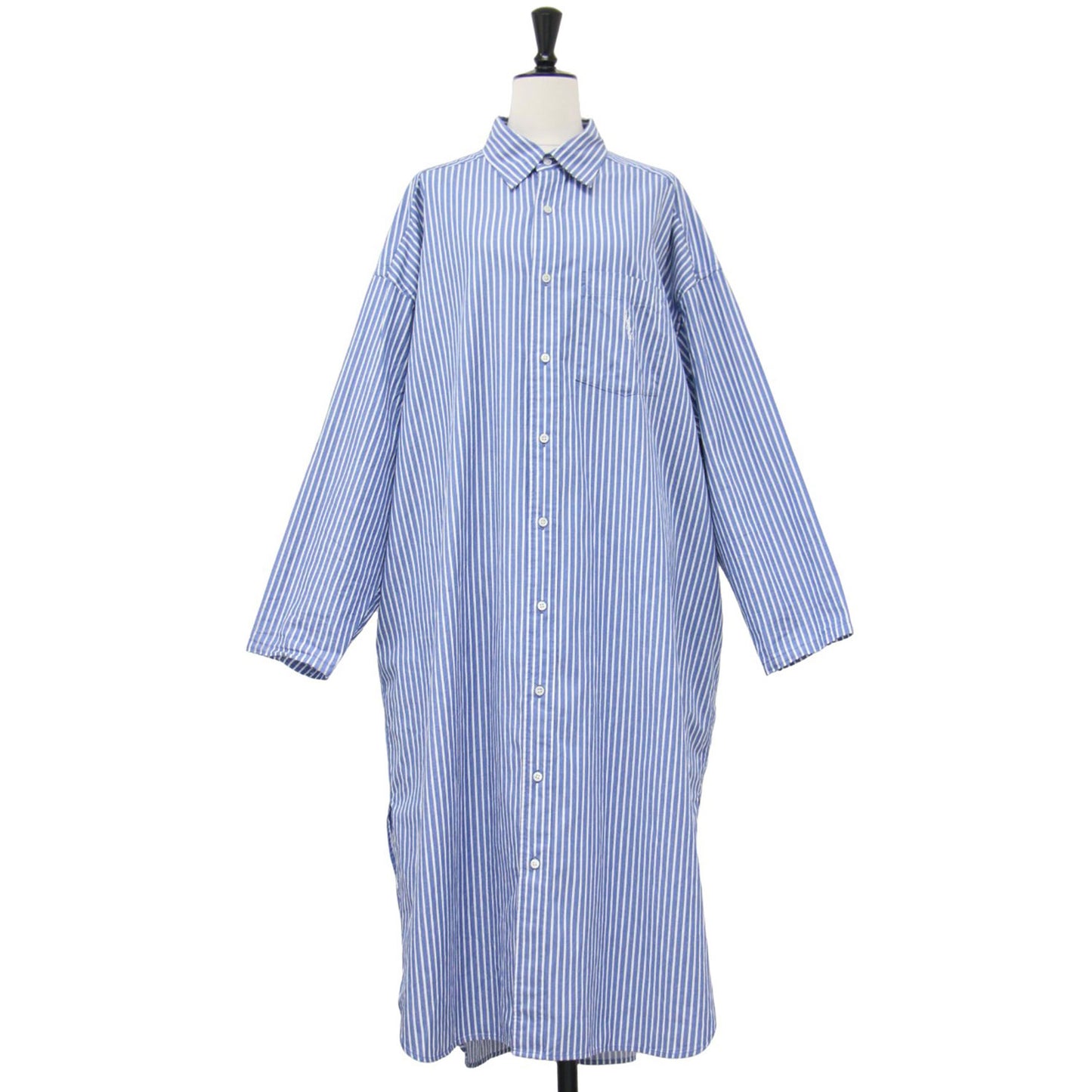 × LAppartement 別注 ストライプ シャツ ワンピース / STRIPE SHIRT Onepiece 長袖 ロング丈 スリット コットン