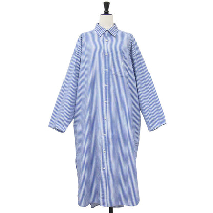 × LAppartement 別注 ストライプ シャツ ワンピース / STRIPE SHIRT Onepiece 長袖 ロング丈 スリット コットン