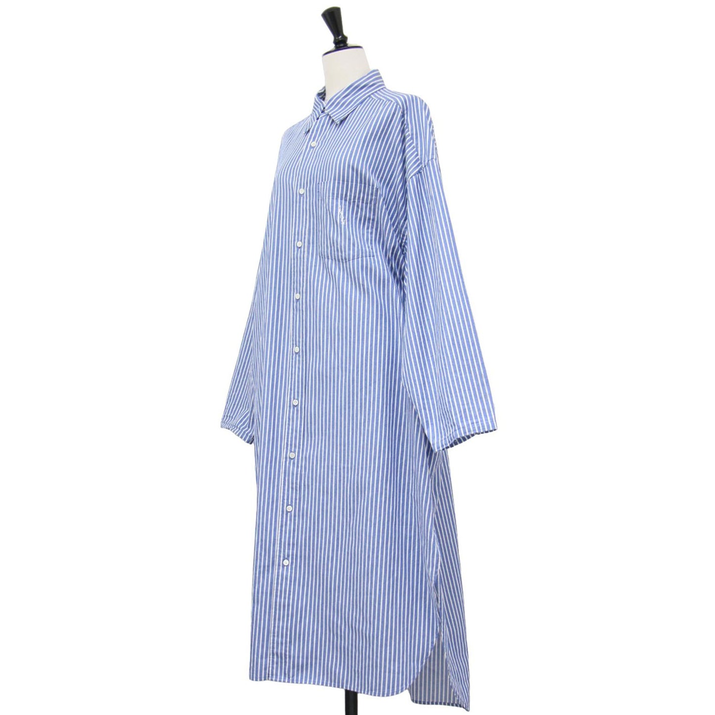 × LAppartement 別注 ストライプ シャツ ワンピース / STRIPE SHIRT Onepiece 長袖 ロング丈 スリット コットン