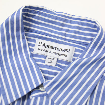 × LAppartement 別注 ストライプ シャツ ワンピース / STRIPE SHIRT Onepiece 長袖 ロング丈 スリット コットン