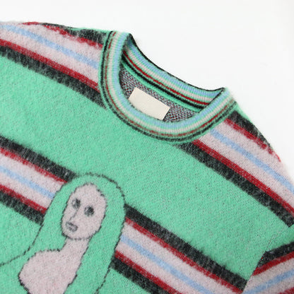 24秋冬 モナリザ ボーダー ニット / Fluffy Mona ボーダー 起毛 ウール ユニセックス