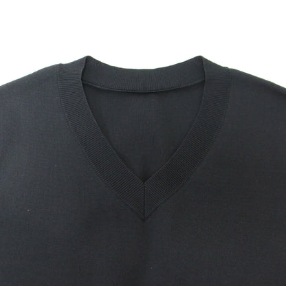 コットン ポリエステル ニット ドレス / ワンピース ミディ丈 ノースリーブ ウエストゴム ドッキング