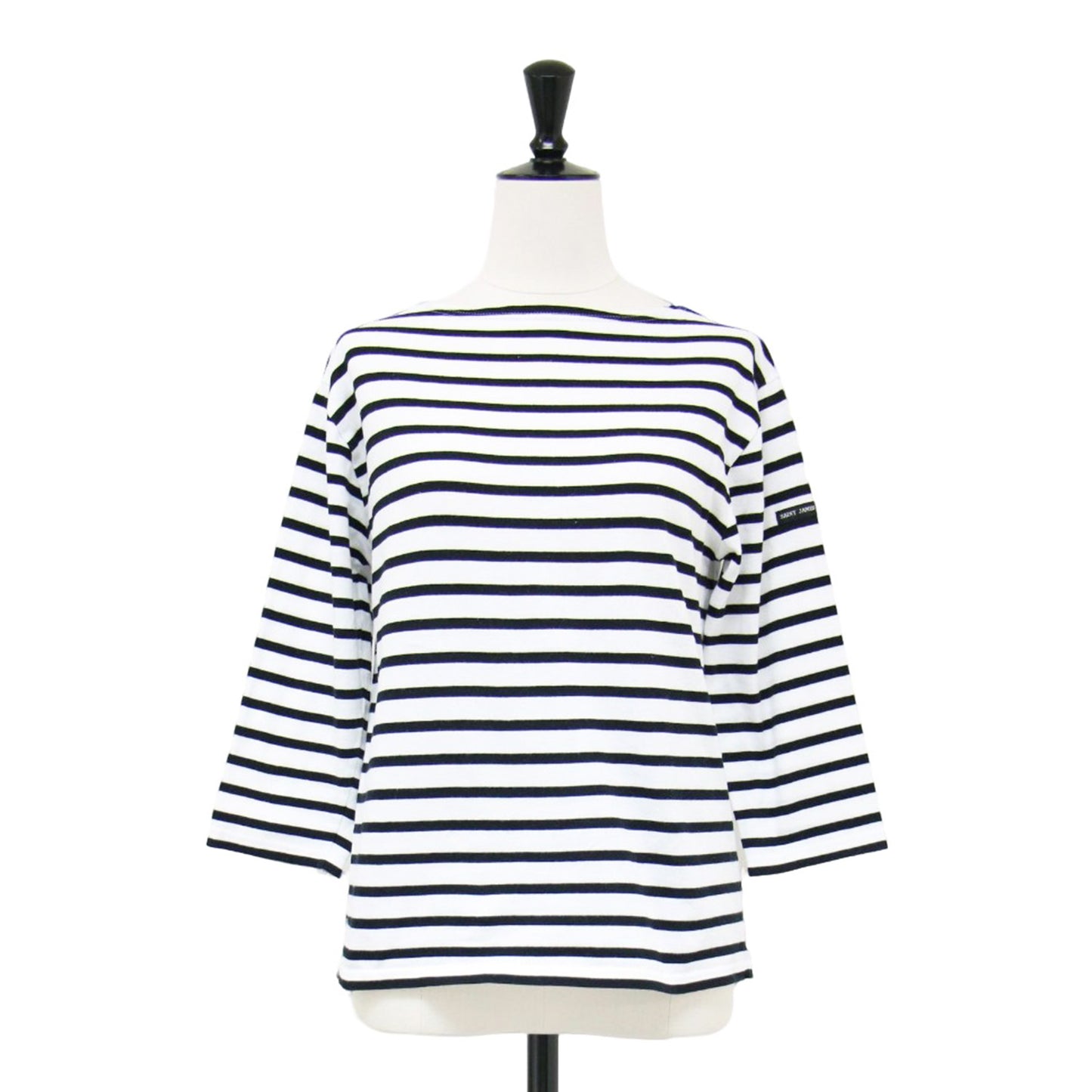 ボーダー柄 7分袖 カットソー / ボートネック コットン Tシャツ