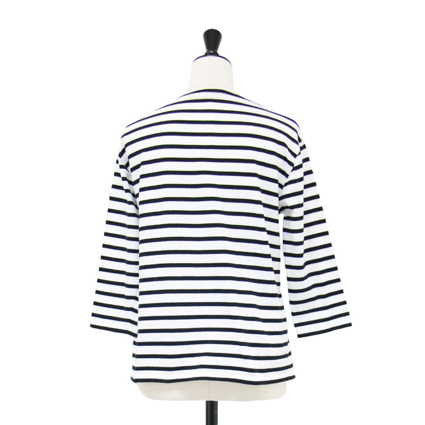 ボーダー柄 7分袖 カットソー / ボートネック コットン Tシャツ