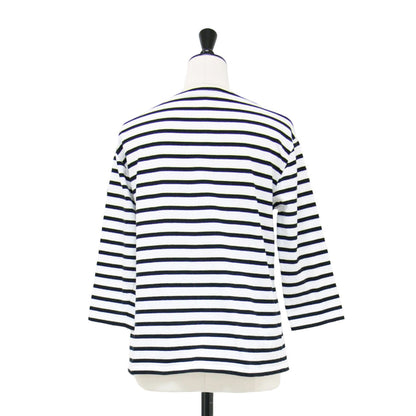 ボーダー柄 7分袖 カットソー / ボートネック コットン Tシャツ