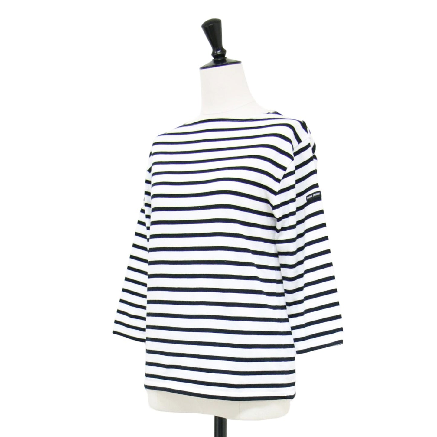 ボーダー柄 7分袖 カットソー / ボートネック コットン Tシャツ