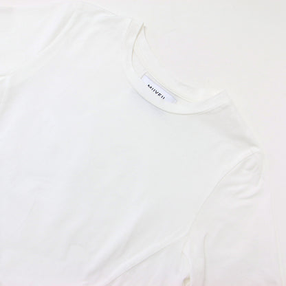 ドット チュール フリル付き 半袖 Tシャツ / クルーネック カットソー