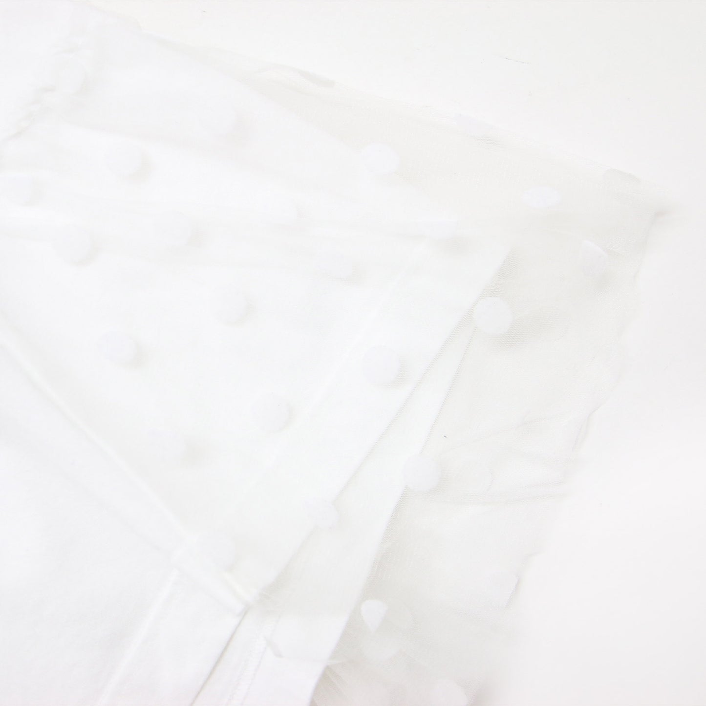 ドット チュール フリル付き 半袖 Tシャツ / クルーネック カットソー