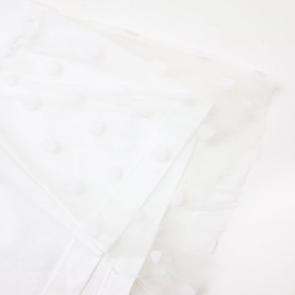 ドット チュール フリル付き 半袖 Tシャツ / クルーネック カットソー