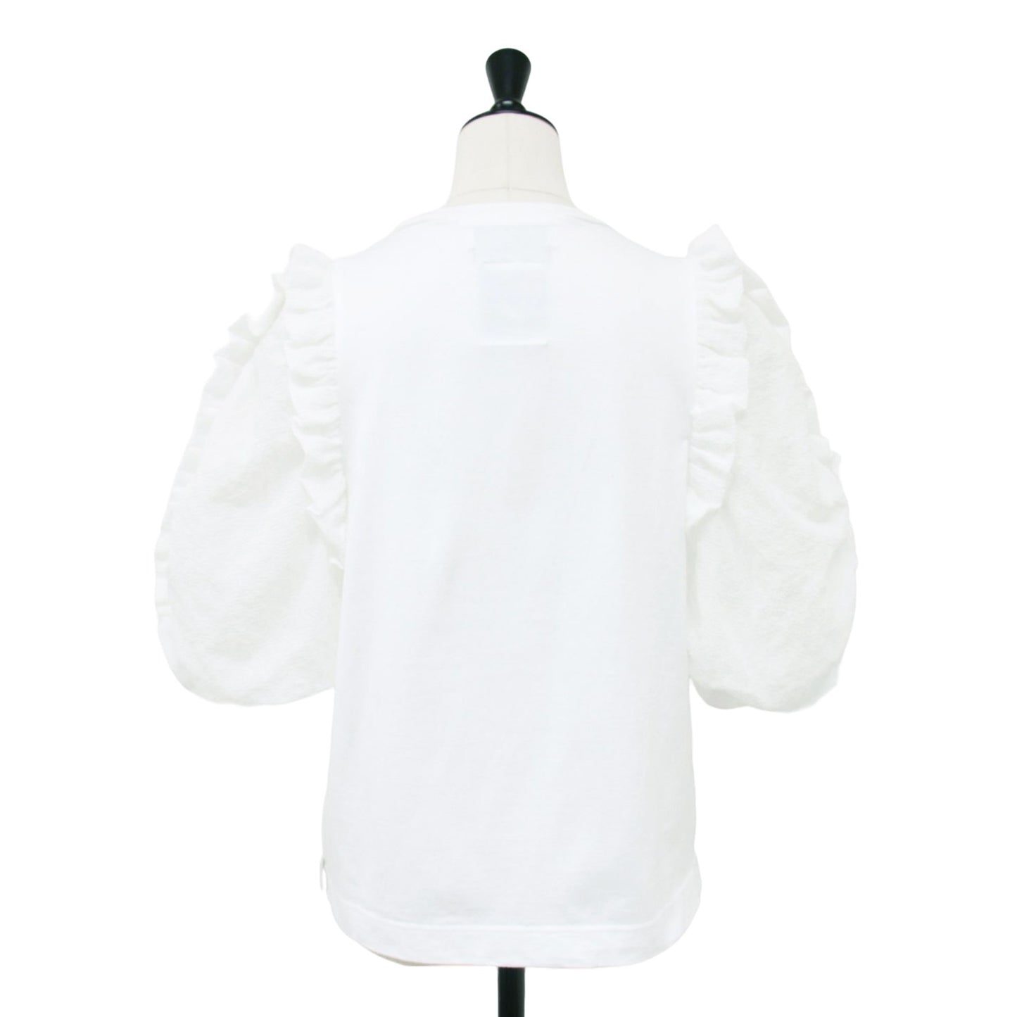 ギャザー スリーブ 半袖 Tシャツ / クルーネック パフスリーブ フリル クルーネック カットソー