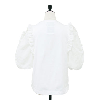 ギャザー スリーブ 半袖 Tシャツ / クルーネック パフスリーブ フリル クルーネック カットソー