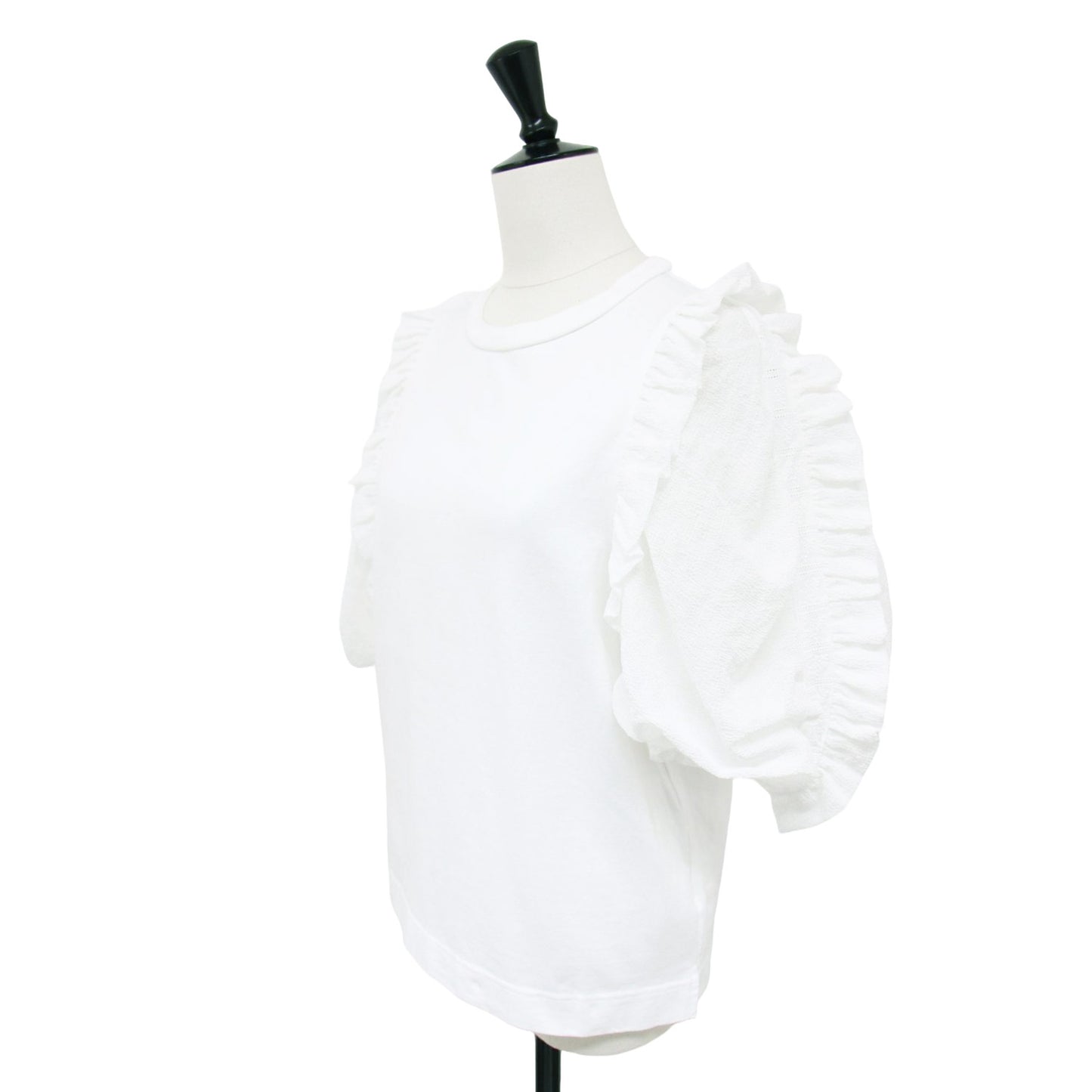 ギャザー スリーブ 半袖 Tシャツ / クルーネック パフスリーブ フリル クルーネック カットソー