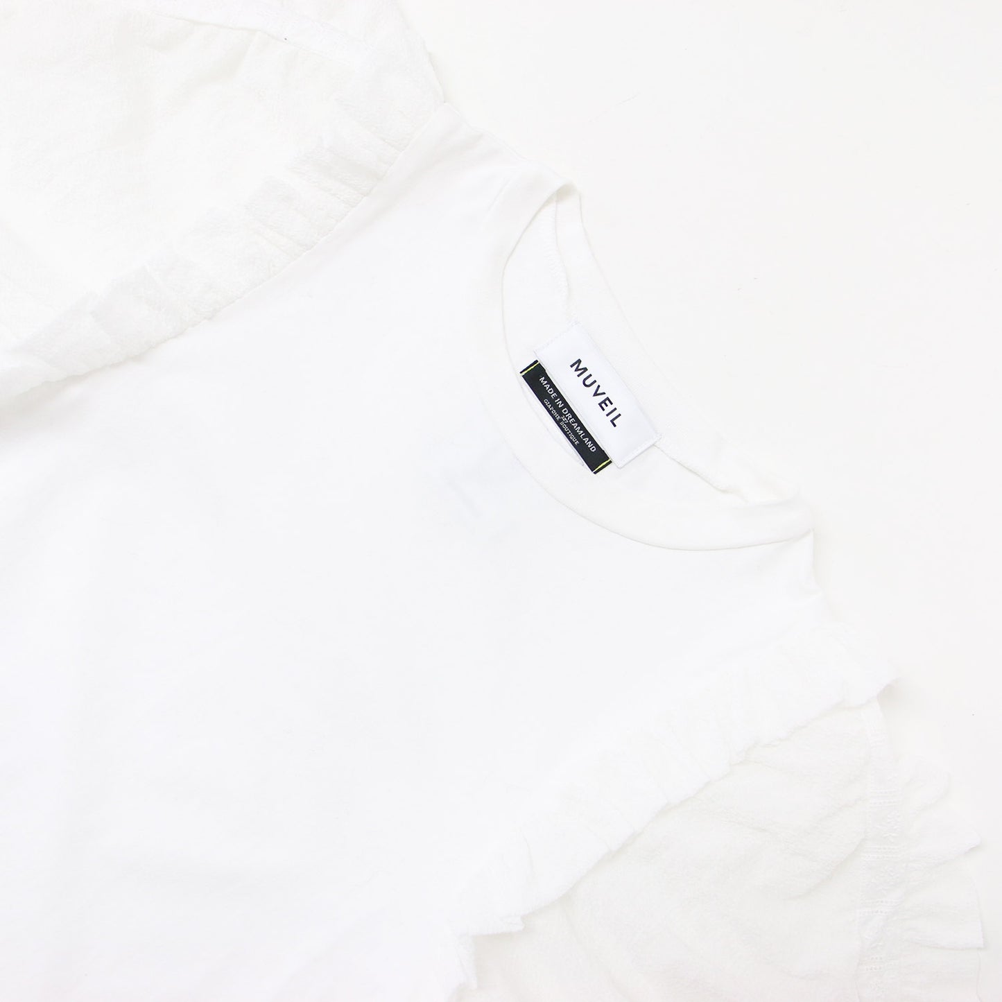 ギャザー スリーブ 半袖 Tシャツ / クルーネック パフスリーブ フリル クルーネック カットソー