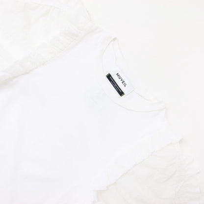 ギャザー スリーブ 半袖 Tシャツ / クルーネック パフスリーブ フリル クルーネック カットソー