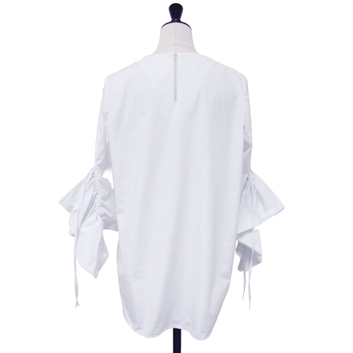 T/Cタフタ ギャザー デザイン スリーブ シャツ / クルーネック 長袖 ブラウス