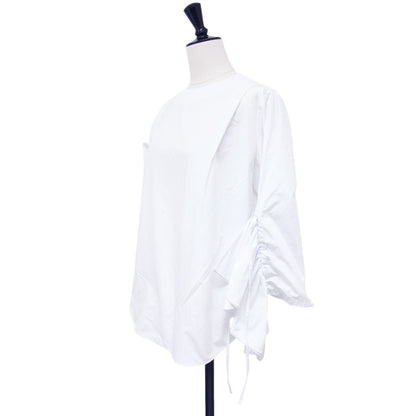 T/Cタフタ ギャザー デザイン スリーブ シャツ / クルーネック 長袖 ブラウス