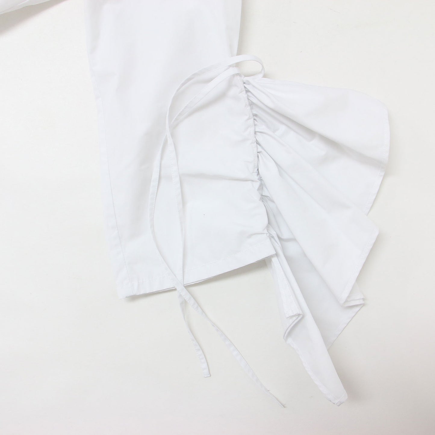 T/Cタフタ ギャザー デザイン スリーブ シャツ / クルーネック 長袖 ブラウス