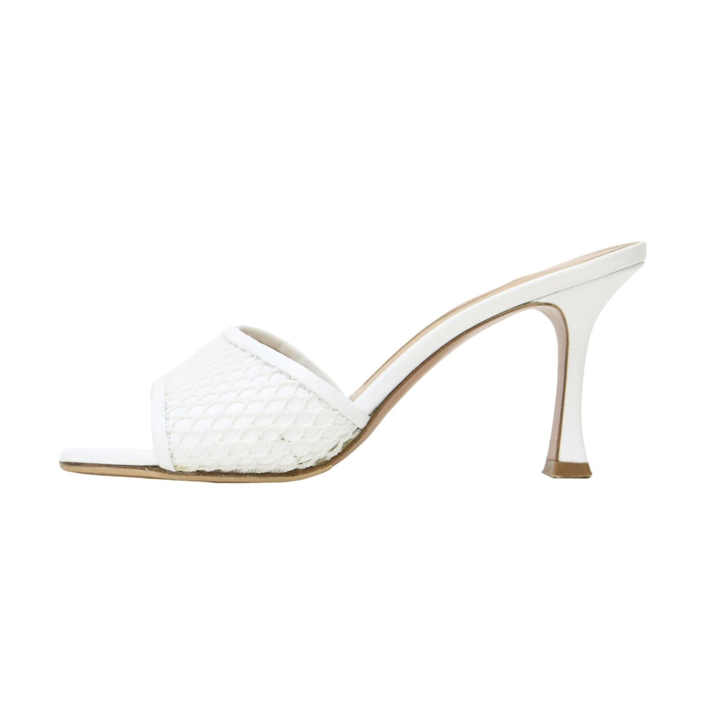 レザー メッシュ コンビ ヒール サンダル / ALICE ミュール スクエアトゥ