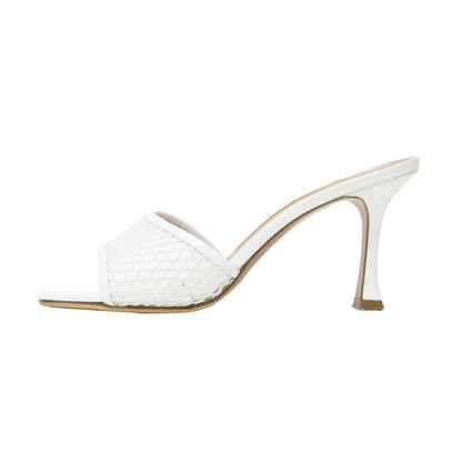 レザー メッシュ コンビ ヒール サンダル / ALICE ミュール スクエアトゥ