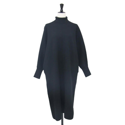 ダブルフェイス ニット ワンピース / ロング丈 長袖 タートルネック ウール